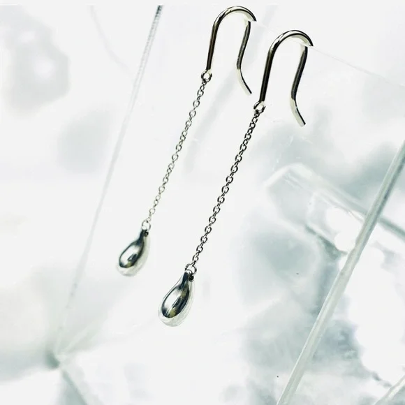 Tiffany & Co 💯% Auth Vintage Teardrop Chain Danglers w/Pouch ✨925 Sterling✨EUC✨ - Picture 5 of 8